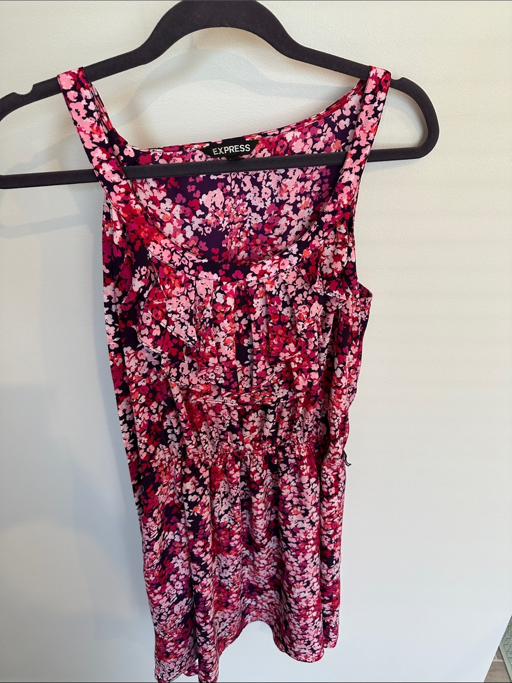Express Pink and Black Floral Tank Dress